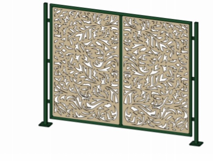 Brise vue metallique decor floral 4019