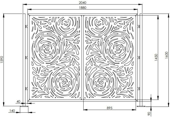 Croquis projet brise vue metal 200x1610 mm