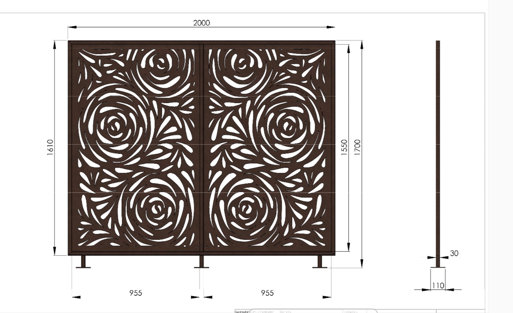 Esquisse projet brise vue metal 200x1610 mm 30184